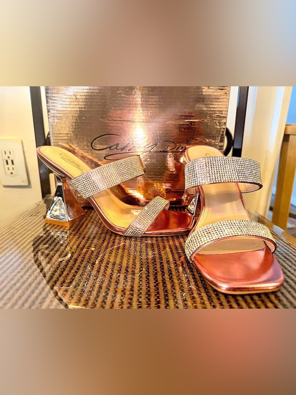 Cathydin Rhinestone Heels Pink & Silver US 51⁄2